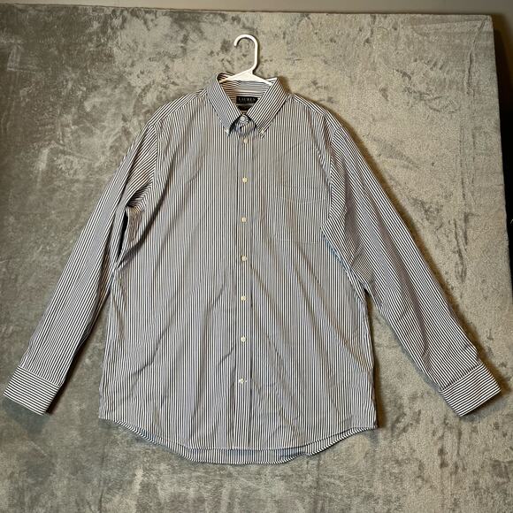 Ralph Lauren Black Label Sz 17, 36 /37 Tall Fit Stretch‎ Striped Button Up Shirt - Picture 1 of 10